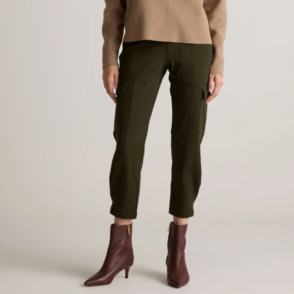 QUINCE Ultra-Stretch Pointe Tapered Cargo Pants Sz L Olive - Picture 2 of 6